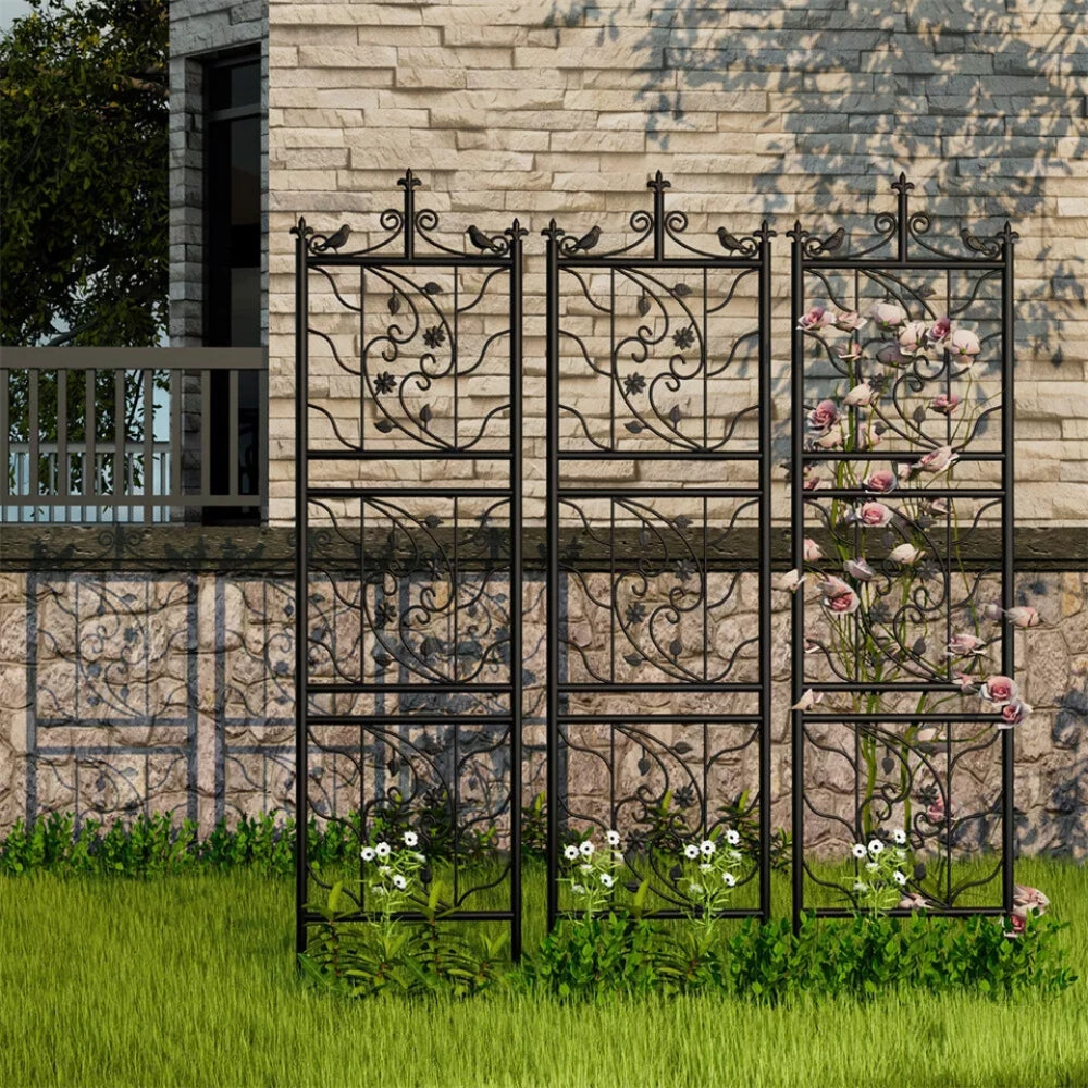 Metal Garden Trellis Tall Plant Climbing Lattice Fence for Vegetables and Flowers