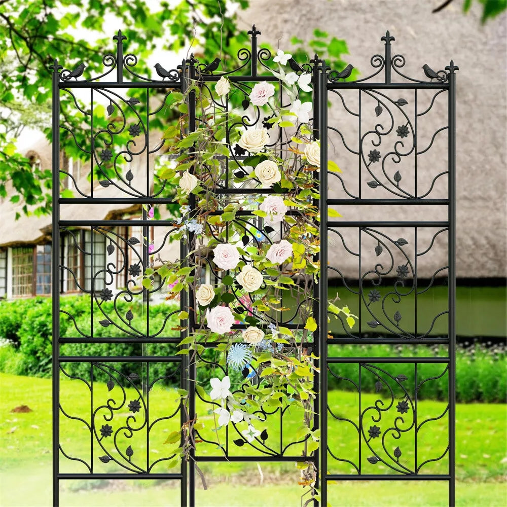 Metal Garden Trellis Tall Plant Climbing Lattice Fence for Vegetables and Flowers